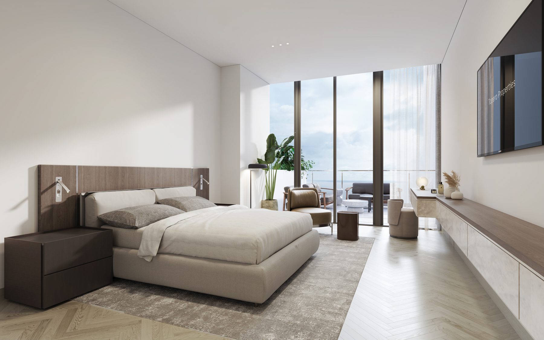 Master bedroom in Walnut White theme